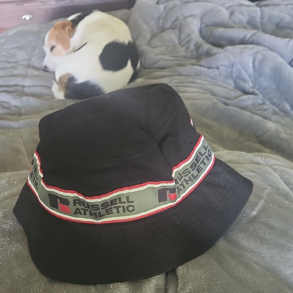Russell Athletic Black Hat with Red and Gray Accents